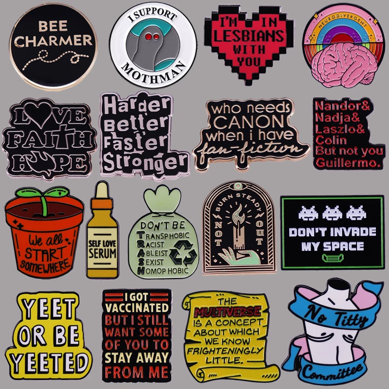 Funny Quotations Enamel Pins Lapel Pins for Backpack Brooch for Women Clothing Accessories Badges on Bags Metal Pins
Funny Quotations Enamel Pins Lapel Pins for Backpack Brooch for Women Clothing Accessories Badges on Bags Metal Pins