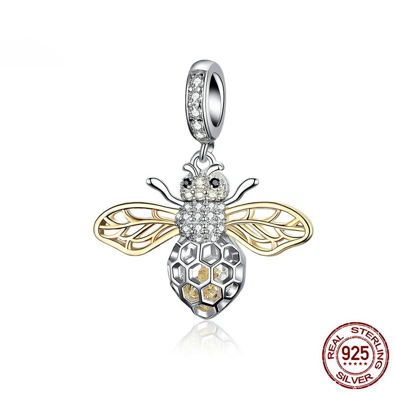 Fashion 925 Sterling Silver Pendant Beads Bee White Plated Necklace Pendant Charm Bracelets Jewelry Woman Luxury Charms Beads 
Fashion 925 Sterling Silver Pendant Beads Bee White Plated Necklace Pendant Charm Bracelets Jewelry Woman Luxury Charms Beads