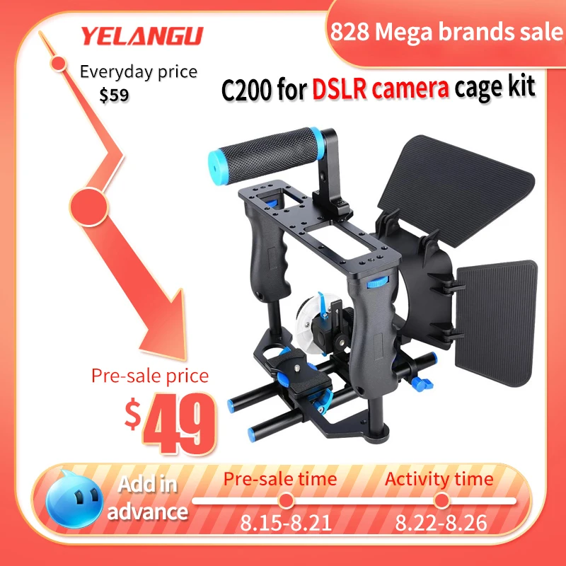 YELANGU Professional 4 in1 DSLR camera cage kit 103A-B Handheld Stabilizer Cage Set Matte Box/Follow Focus Movie Support Kit
YELANGU Professional 4 in1 DSLR camera cage kit 103A-B Handheld Stabilizer Cage Set Matte Box/Follow Focus Movie Support Kit