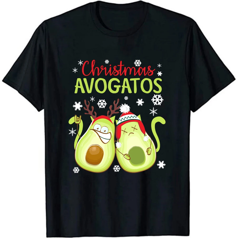 

Avogato Vegan Christmas Avocado Cat T-Shirt Cat Lover T Shirt Merry Christmas Short Sleeves Hipster Funny Xmas Top Tee Shirt
