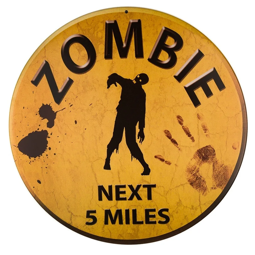 Decor Signs Indoor/Outdoor Warning Sign Zombie Next 5 Miles Metal Round Circular Sign
Decor Signs Indoor/Outdoor Warning Sign Zombie Next 5 Miles Metal Round Circular Sign