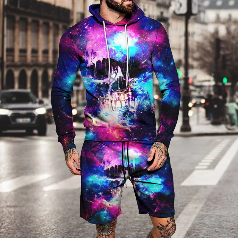 Комплект с толстовкой и шортами Мужская спортивная одежда с 3D-принтом черепа Повседневный пуловер модный красивый универсальный мужской комплект из двух предметов
Комплект с толстовкой и шортами Мужская спортивная одежда с 3D-принтом черепа Повседневный пуловер модный красивый универсальный мужской комплект из двух предметов
