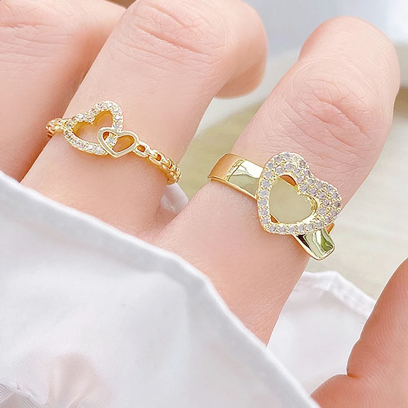 Luxury Simple Fashion Love Rings Heart Shape Open Design Rings Ladies 14k Gold Plated Cute Delicate Girls Accessories
Luxury Simple Fashion Love Rings Heart Shape Open Design Rings Ladies 14k Gold Plated Cute Delicate Girls Accessories