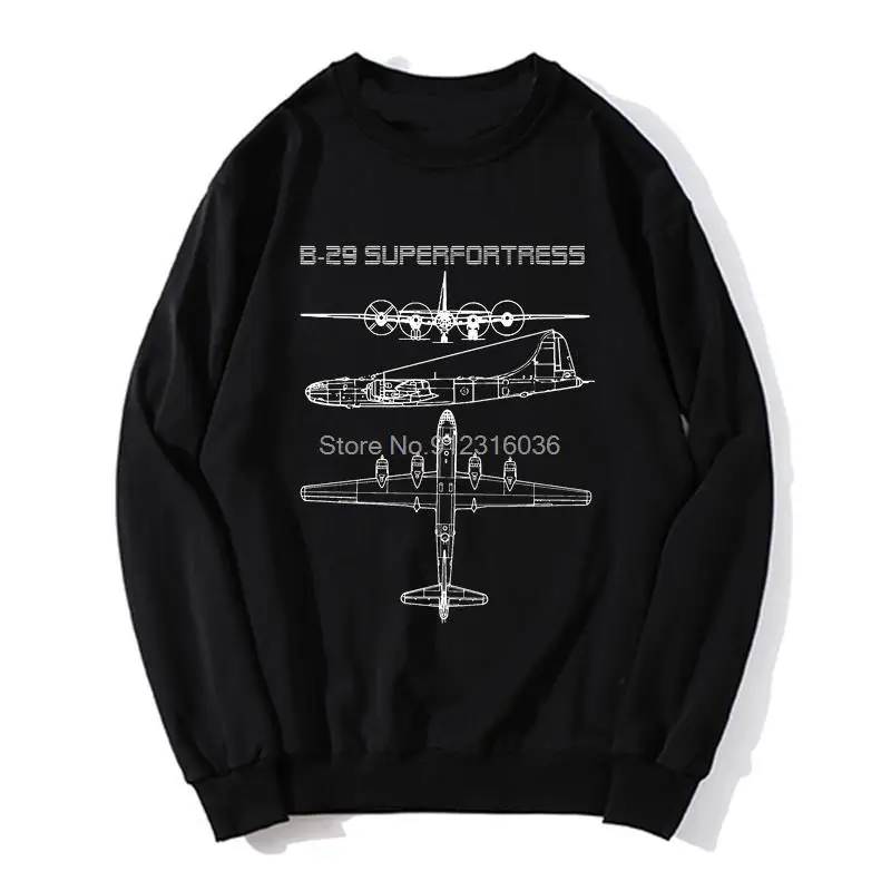 

B-29 Superfortress WW2 Plane Hoodie Men Cotton Sweater Hip Hop Unisex O-Neck Pullovers Sweatshirt Harajuku Streetwear