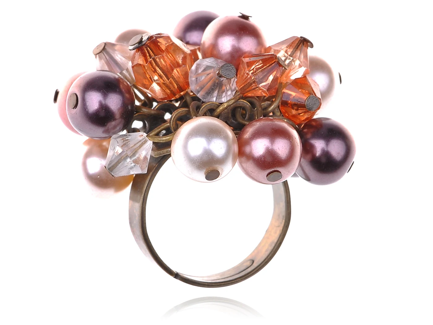 Women Adjustable Vintage Bronze Fabricated Opal White Pearl Cluster Acrylic Beaded Ring
Women Adjustable Vintage Bronze Fabricated Opal White Pearl Cluster Acrylic Beaded Ring