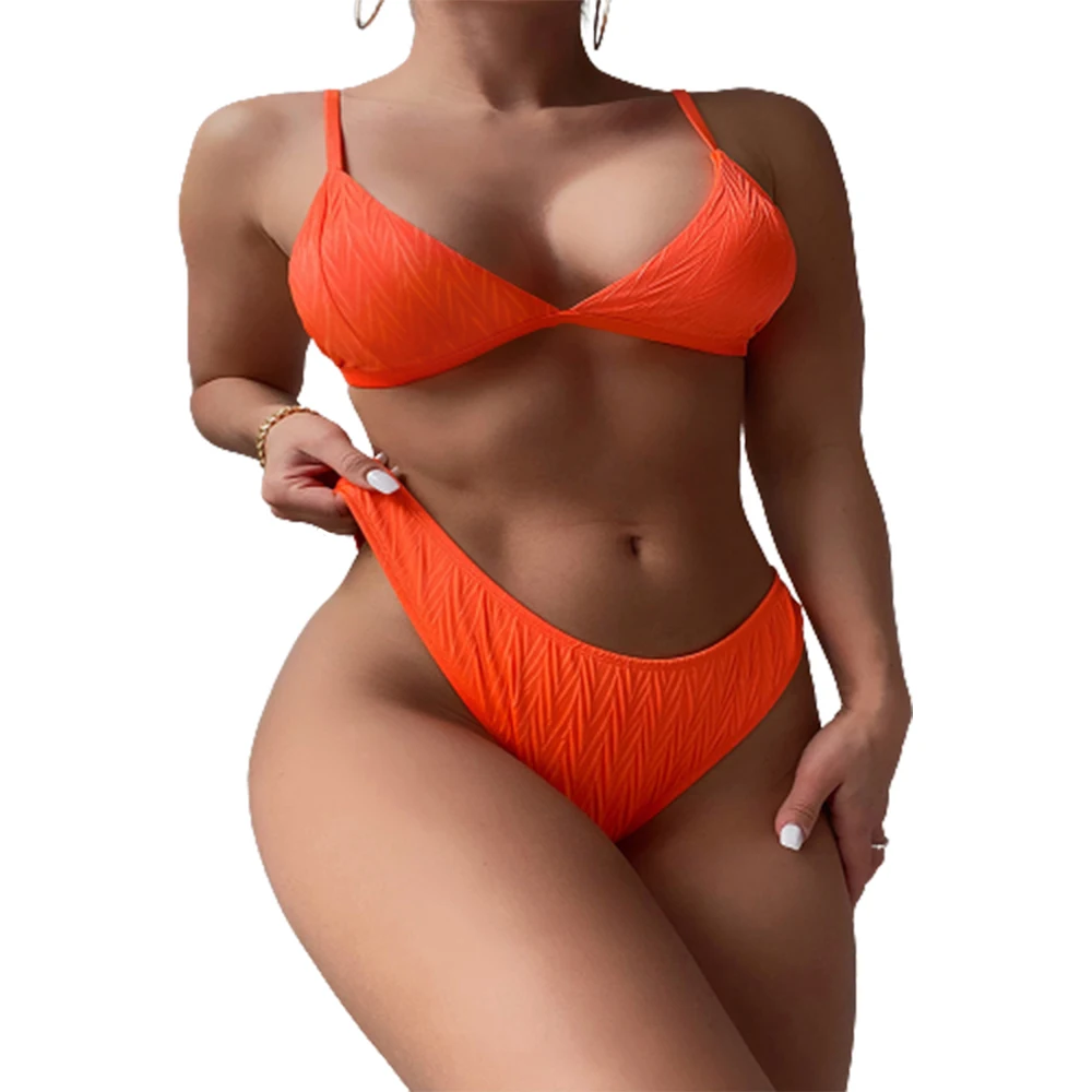 

Женский раздельный купальник с открытой спиной FS, оранжевый купальный костюм со съемными трусиками-бикини, 2022