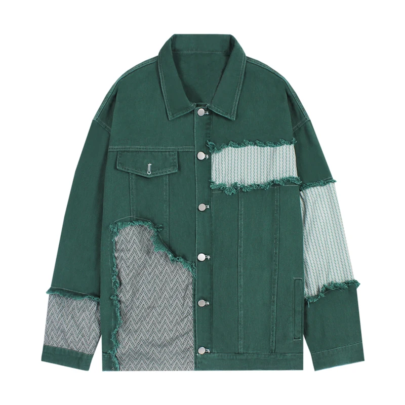 Harajuku Frayed Burrs Patchwork Green Denim Jacket Women Autumn Vintage Wave Pattern Print Jeans Jacket Casual Female Outerwear
Harajuku Frayed Burrs Patchwork Green Denim Jacket Women Autumn Vintage Wave Pattern Print Jeans Jacket Casual Female Outerwear