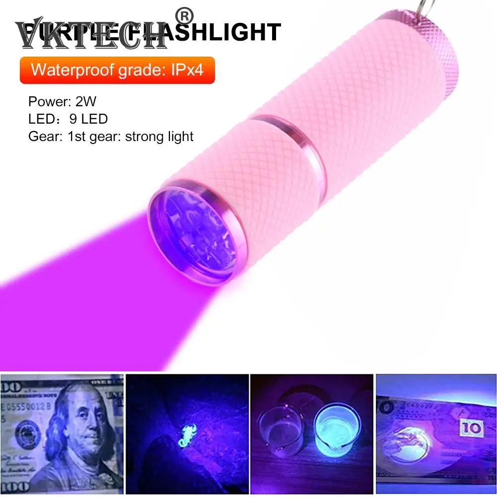 9LED UV Mini Portable Flashlight Purple Light 395-400nm Ultraviolet Torch Currency Detector Lamp Outdoor Camping Hiking Tools 
9LED UV Mini Portable Flashlight Purple Light 395-400nm Ultraviolet Torch Currency Detector Lamp Outdoor Camping Hiking Tools