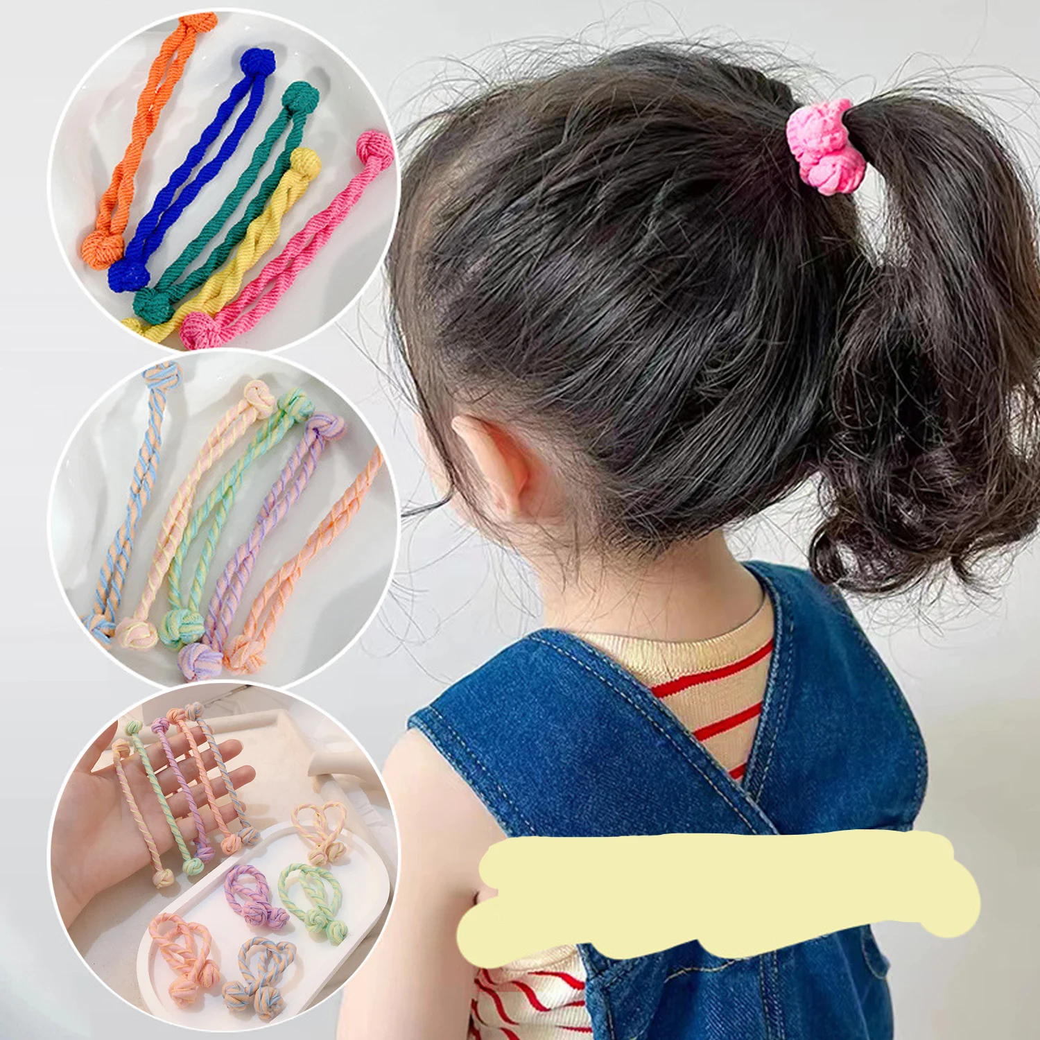 

5Pcs Knotted Hair Rope Elastic Hair Bands Ties Scrunchie Hairbands Double Knot Women Bow Ponytail Holder Hair Accessories
