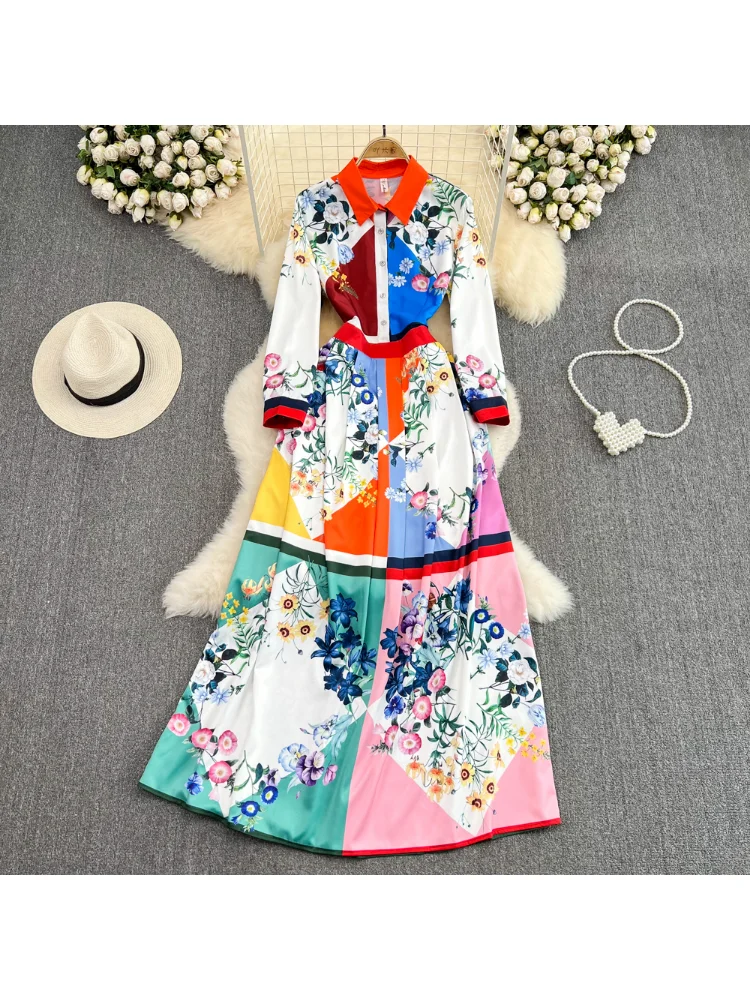 Vitnage Long Sleeve Printing Shirts Dresses Women Slim Waist Front Button Long Dress Elegant
Vitnage Long Sleeve Printing Shirts Dresses Women Slim Waist Front Button Long Dress Elegant