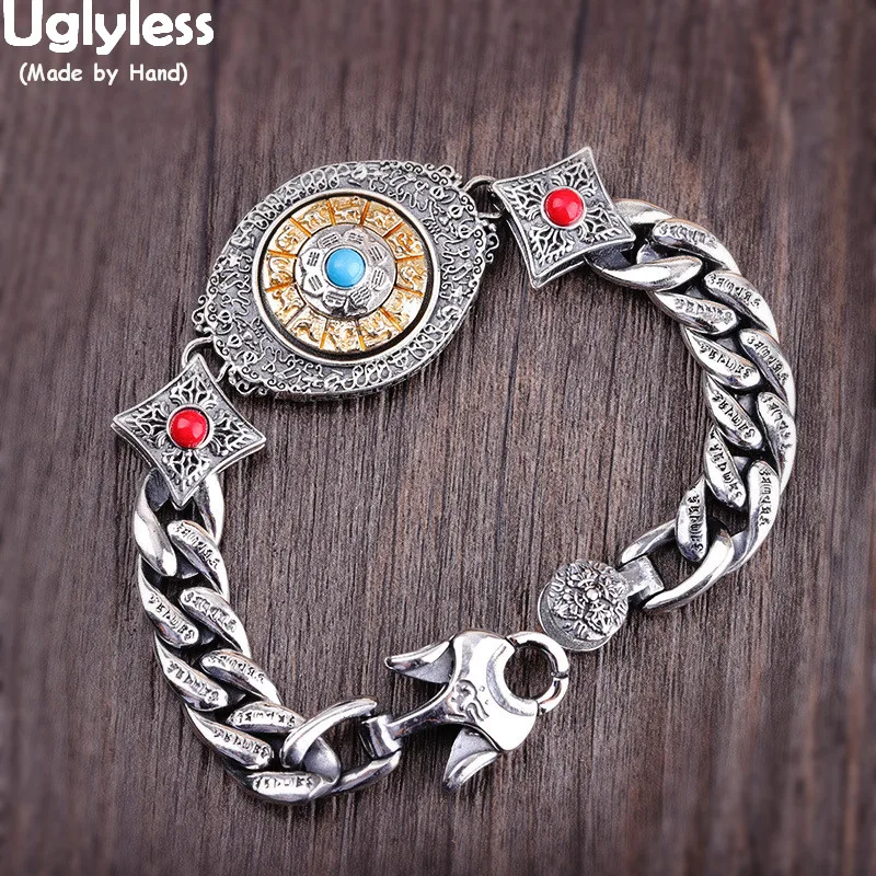 Uglyless Spinning Buddhistic Bracelets for Men 9.5MM Width Thick Bracelets Solid 925 Silver Six-word Mantra Religious Gift BR306
Uglyless Spinning Buddhistic Bracelets for Men 9.5MM Width Thick Bracelets Solid 925 Silver Six-word Mantra Religious Gift BR306