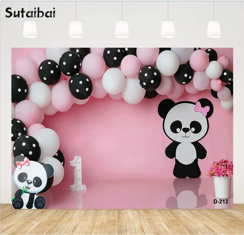 Pink Balloons Girls Cake Smash 1st Birthday Backdrop for Photography Props Panda Theme Newborn Kids Portrait Photo Background
Pink Balloons Girls Cake Smash 1st Birthday Backdrop for Photography Props Panda Theme Newborn Kids Portrait Photo Background