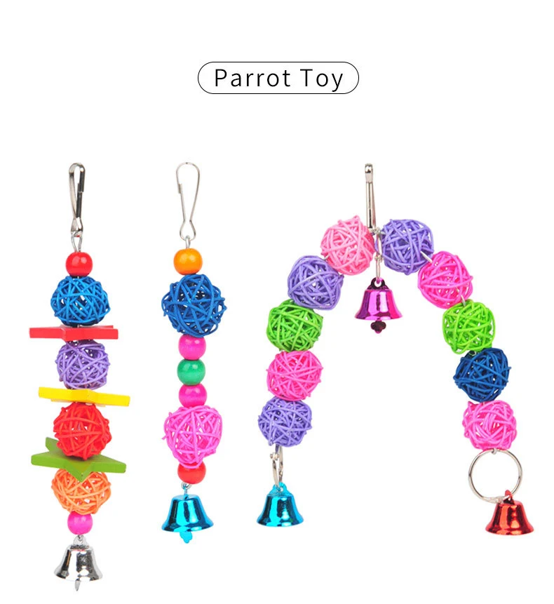 2023 New Parrot Rattan Toys Bird Supplies Hanging Cage Bird Toys Beads Bell String Hand Woven Bite Chew Toy Ball Pet Accessories 
2023 New Parrot Rattan Toys Bird Supplies Hanging Cage Bird Toys Beads Bell String Hand Woven Bite Chew Toy Ball Pet Accessories