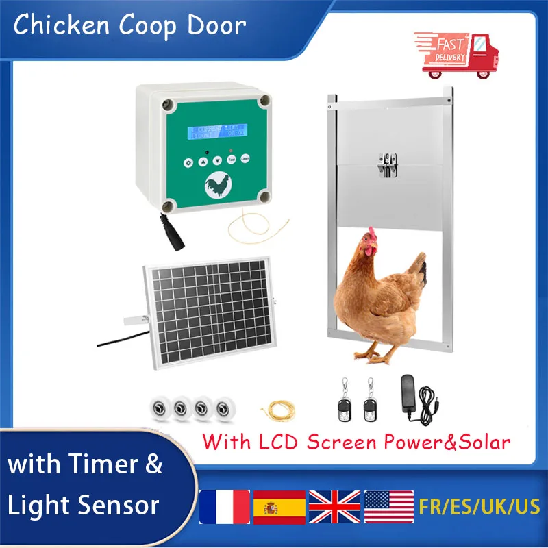 Chicken Door Automatic Opener With Timer & Light Sensor With LCD Screen Power&Solar Energy Power Gallina Chicken Farm Equipment
Chicken Door Automatic Opener With Timer & Light Sensor With LCD Screen Power&Solar Energy Power Gallina Chicken Farm Equipment