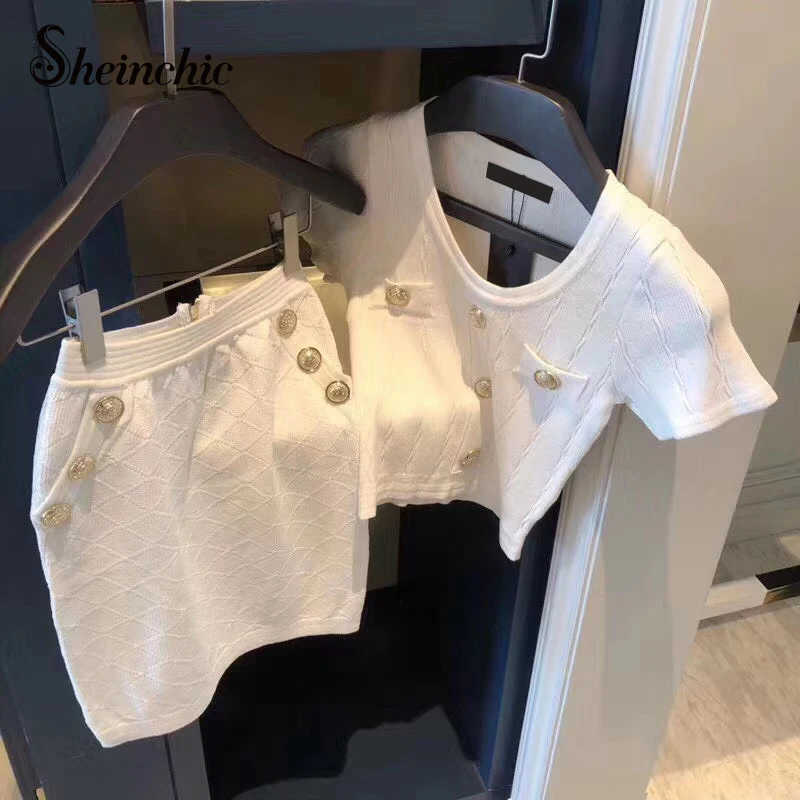 Korean Fashion Clothing 2022 Summer Runway Designers 2 Piece Sets Womens Outfits Elegant White Knitted Top+mini Skirts Set
Korean Fashion Clothing 2022 Summer Runway Designers 2 Piece Sets Womens Outfits Elegant White Knitted Top+mini Skirts Set