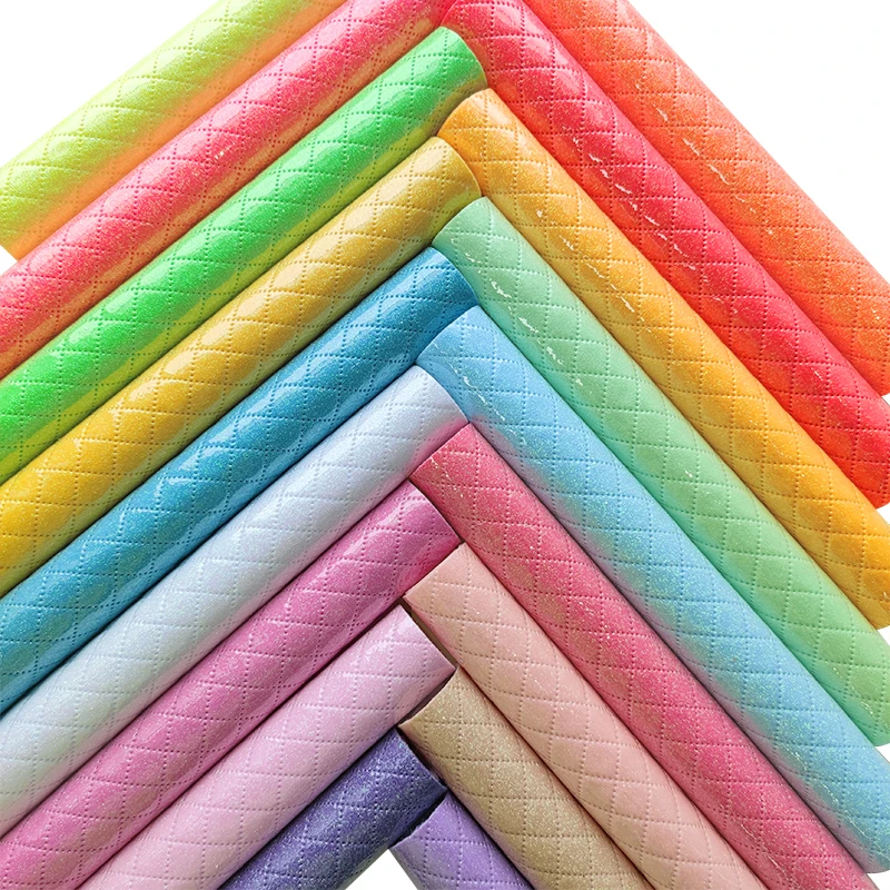 30x135cm Thick Light Crystal Glitter Neon Color Glossy Rhombus Textured Synthetic Leather Cotton Backing for Bags Shoes Clothes
30x135cm Thick Light Crystal Glitter Neon Color Glossy Rhombus Textured Synthetic Leather Cotton Backing for Bags Shoes Clothes