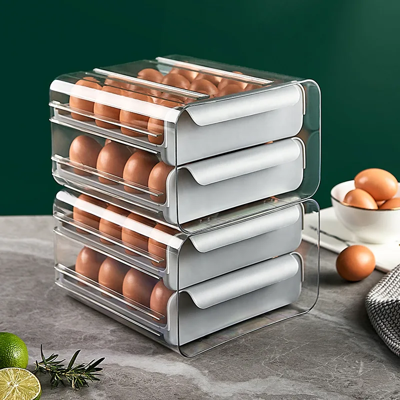 Double-Layer Egg Box Drawer Type Storage Container Plastic Refrigerator Anti-Drop EggBox Rack Support Stackable Kitchen
Double-Layer Egg Box Drawer Type Storage Container Plastic Refrigerator Anti-Drop EggBox Rack Support Stackable Kitchen