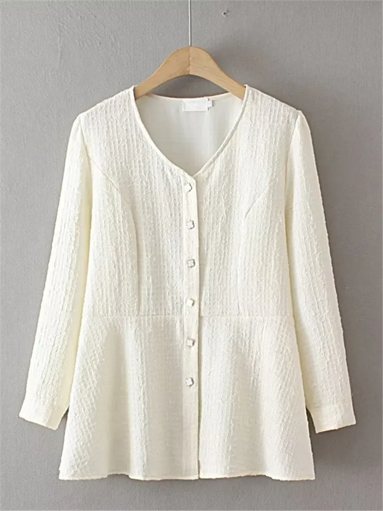 Plus Size Women's Clothing Long-Sleeved Shirt In Spring Autumn Wear V Neck Solid Color Waffle Texture Fabric Large Size Shirt
Plus Size Women's Clothing Long-Sleeved Shirt In Spring Autumn Wear V Neck Solid Color Waffle Texture Fabric Large Size Shirt