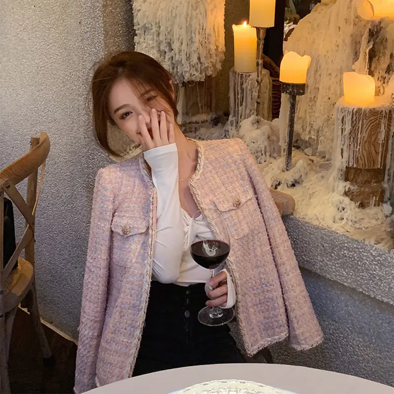 Runway Fall Winter Work Wear Women's Pink Plaid Wool Tweed Coat Jacket Female Casual Long Sleeve Overcoat Fashion Outwear E317
Runway Fall Winter Work Wear Women's Pink Plaid Wool Tweed Coat Jacket Female Casual Long Sleeve Overcoat Fashion Outwear E317