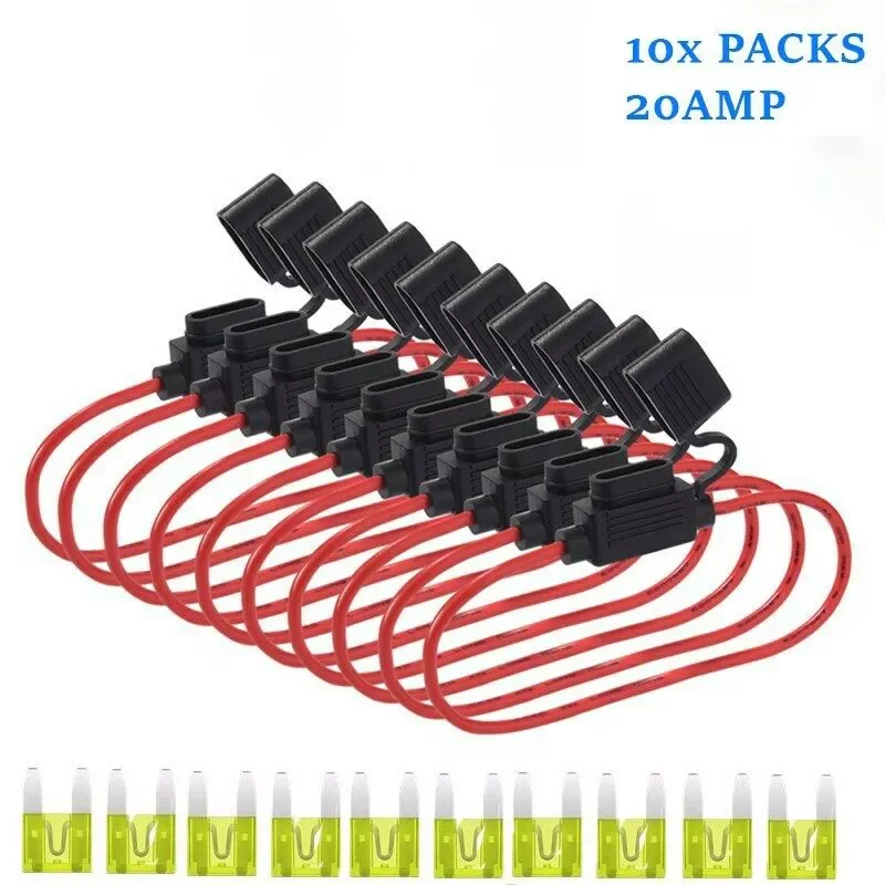 10Pcs 20A 12V Car Mini Blade Inline Fuse Holder Waterproof Dustproof Cover 12AWG for Car Truck Accessories
10Pcs 20A 12V Car Mini Blade Inline Fuse Holder Waterproof Dustproof Cover 12AWG for Car Truck Accessories