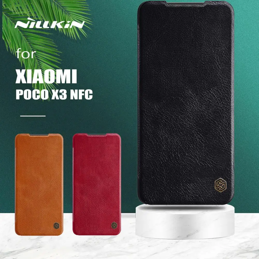 

Für Xiaomi Poco X3 NFC Fall Nillkin Qin Flip Leder Fall Luxus Soft Touch Zurück Abdeckung für Xiaomi Poco X3 NFC Globale Version