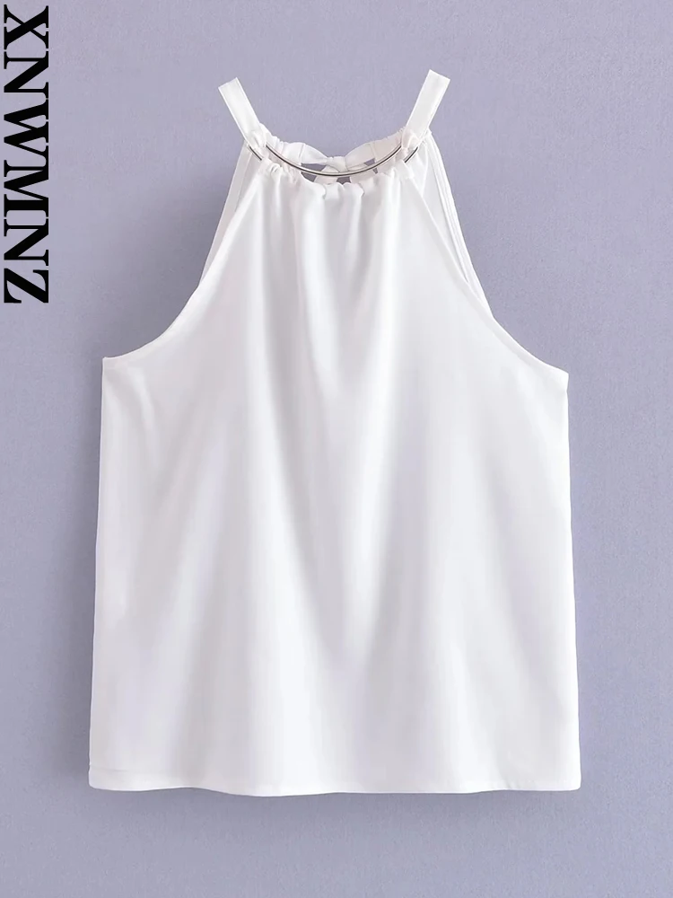 XNWMNZ 2023 Women's Fashion White Satin Halter Top Woman High Street Sleeveless Tie Casual Versatile Female Chic Top
XNWMNZ 2023 Women's Fashion White Satin Halter Top Woman High Street Sleeveless Tie Casual Versatile Female Chic Top