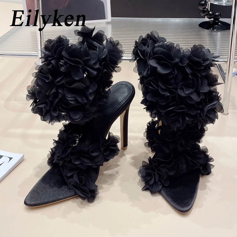 Eilyken/Новый дизайн; Босоножки с ремешками на лодыжках с цветочным узором; Женские модные туфли на высоком каблуке-шпильке с острым носком; Летняя обувь для торжеств и выпускного 
Eilyken/Новый дизайн; Босоножки с ремешками на лодыжках с цветочным узором; Женские модные туфли на высоком каблуке-шпильке с острым носком; Летняя обувь для торжеств и выпускного
