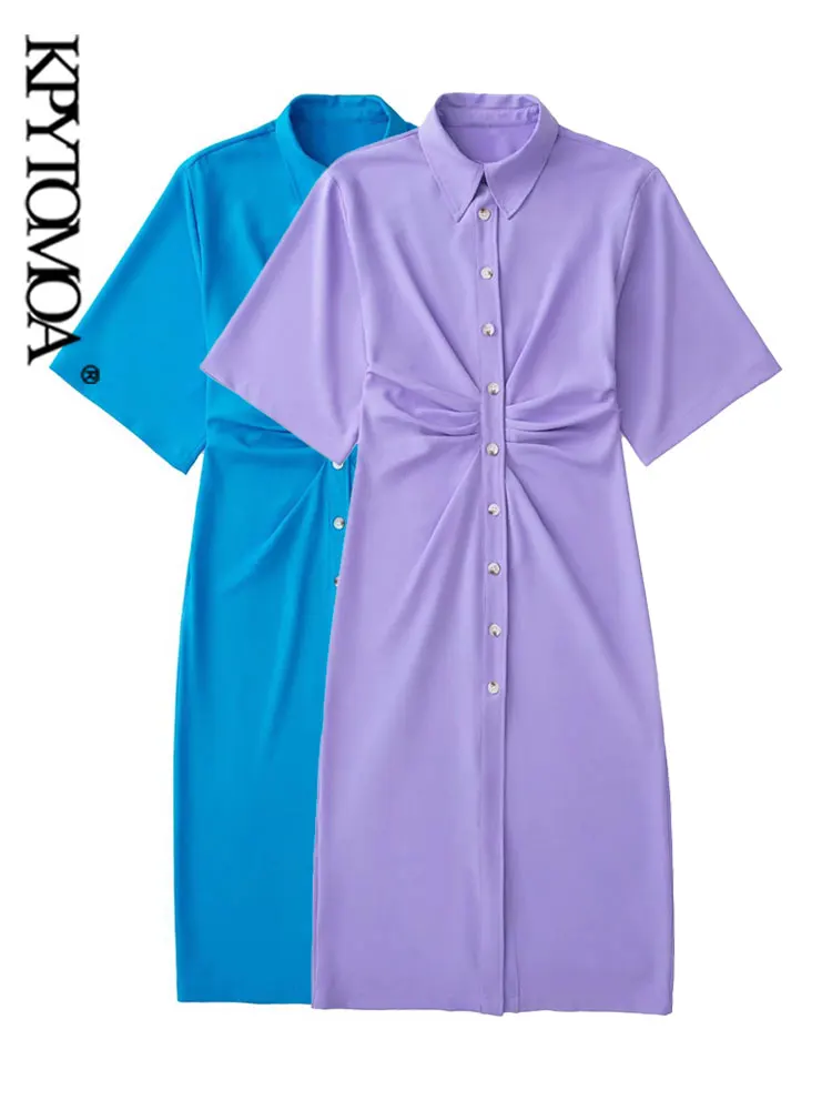 KPYTOMOA Women Fashion Draped Midi Shirt Dress Vintage Short Sleeve Button-up Female Dresses Vestidos Mujer
KPYTOMOA Women Fashion Draped Midi Shirt Dress Vintage Short Sleeve Button-up Female Dresses Vestidos Mujer