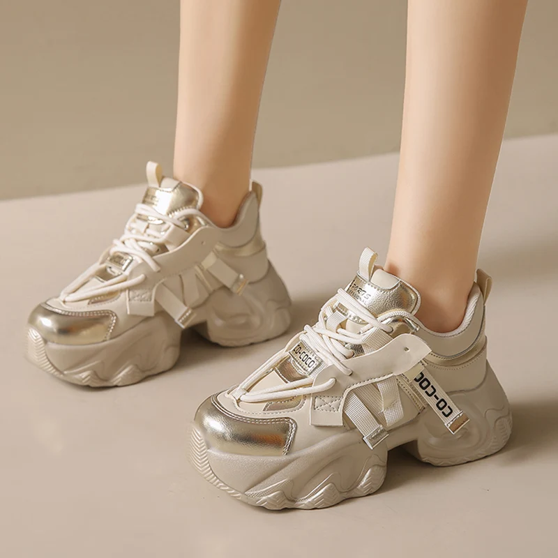 Gold Chunky Platform Sneakers for Women 2024 Spring Lace Up Thick Bottom Vulcanized Shoes Woman Breathable Casual Shoes Ladies
Gold Chunky Platform Sneakers for Women 2024 Spring Lace Up Thick Bottom Vulcanized Shoes Woman Breathable Casual Shoes Ladies