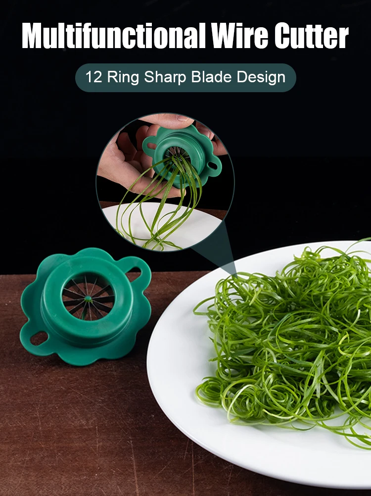 Green Onion Slicer Shredder 12 Stainless Steel Blades Spring Onion Cutter Wire Drawing Kitchen Tools Vegetable Shredder
Green Onion Slicer Shredder 12 Stainless Steel Blades Spring Onion Cutter Wire Drawing Kitchen Tools Vegetable Shredder
