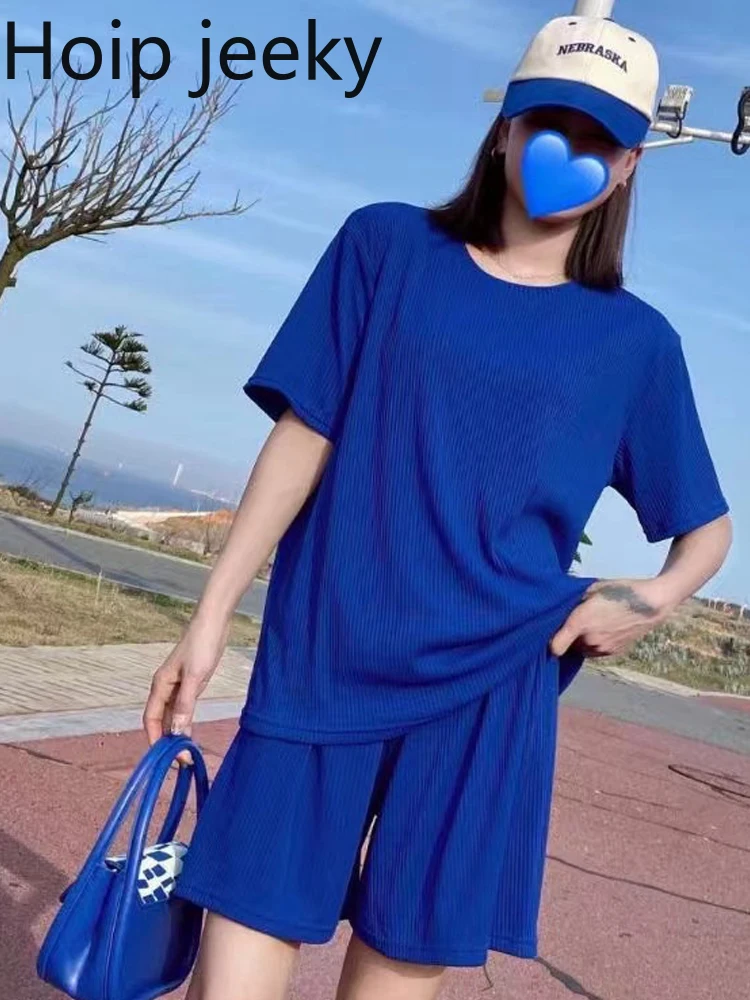 Hoip Jeeky Solid 2 Pcs Women Set O Neck Long Sleeve T-shirt + High Waist Hip Elastic Shorts Summer 2022 Causal Sweat Suits Trend
Hoip Jeeky Solid 2 Pcs Women Set O Neck Long Sleeve T-shirt + High Waist Hip Elastic Shorts Summer 2022 Causal Sweat Suits Trend