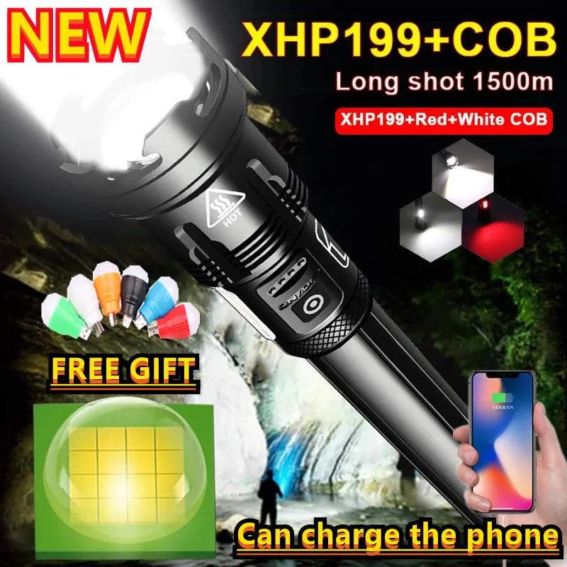 650000 Lums XHP199.9 Powerful LED Flashlight Led Torch XHP160 Rechargeable Tactical Flashlights Hunting Lantern Long Shot 1500m
650000 Lums XHP199.9 Powerful LED Flashlight Led Torch XHP160 Rechargeable Tactical Flashlights Hunting Lantern Long Shot 1500m