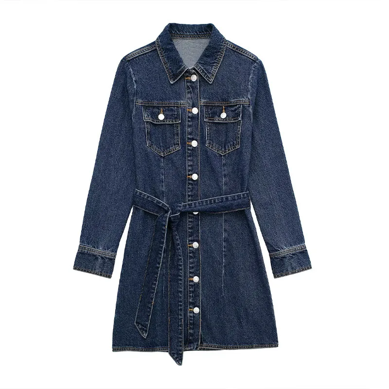 ZATRHMBM Women 2023 Spring Fashion Denim Mini Dress Vintage Long Sleeves With Belt Casual Female Dresses Vestidos Mujer
ZATRHMBM Women 2023 Spring Fashion Denim Mini Dress Vintage Long Sleeves With Belt Casual Female Dresses Vestidos Mujer