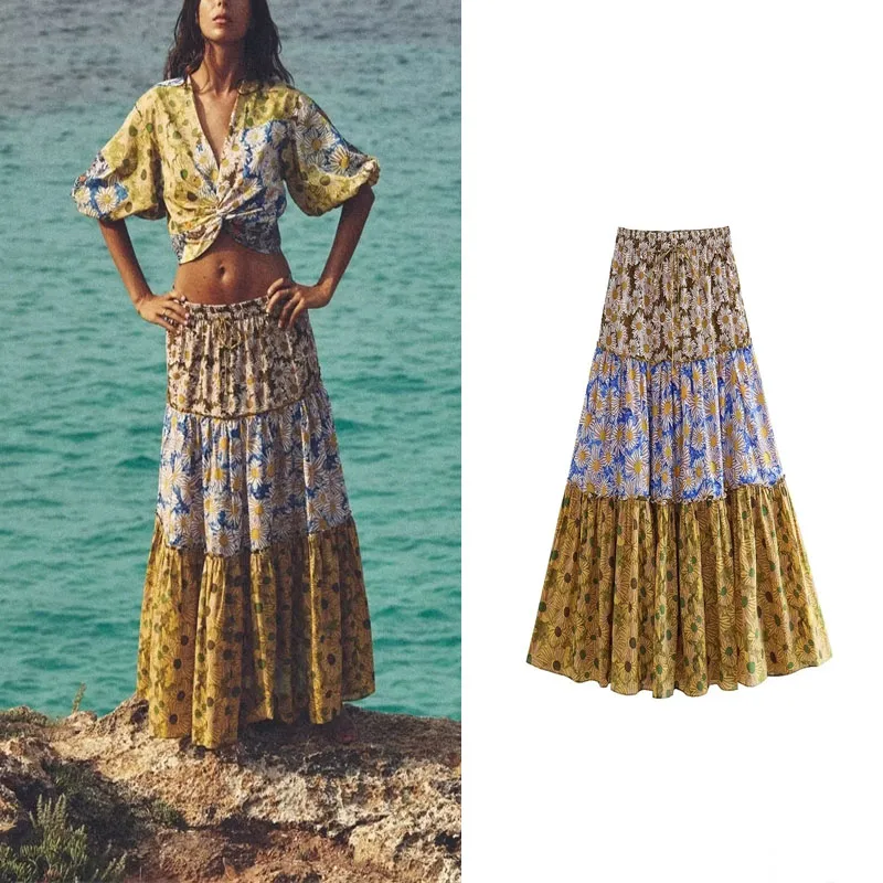 TRAF Women Printed Midi Skirt High Waist Adjustable Elasticated Waistband Drawstring Skirts+ Knot Printed Top 2023 New Retro Set
TRAF Women Printed Midi Skirt High Waist Adjustable Elasticated Waistband Drawstring Skirts+ Knot Printed Top 2023 New Retro Set