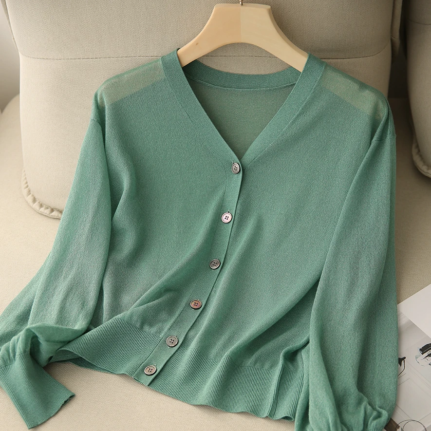 Knitted Cardigan Women Thin Sun-proof Vacation Summer Simple Casual Solid Single Breasted Sheer Mujer Clothes Ropa Loose Top
Knitted Cardigan Women Thin Sun-proof Vacation Summer Simple Casual Solid Single Breasted Sheer Mujer Clothes Ropa Loose Top