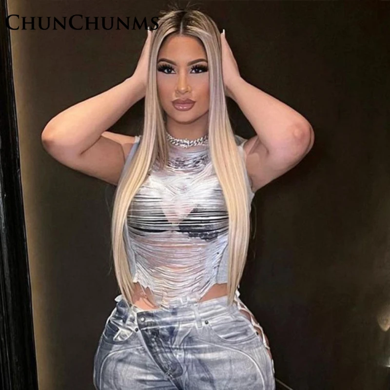 Sexy Hollow Out Fringe Round Neck Hipster Tank Top Vest Women Streetwear Hipster Sleeveless Club Night T-shirt Summer Silver 
Sexy Hollow Out Fringe Round Neck Hipster Tank Top Vest Women Streetwear Hipster Sleeveless Club Night T-shirt Summer Silver