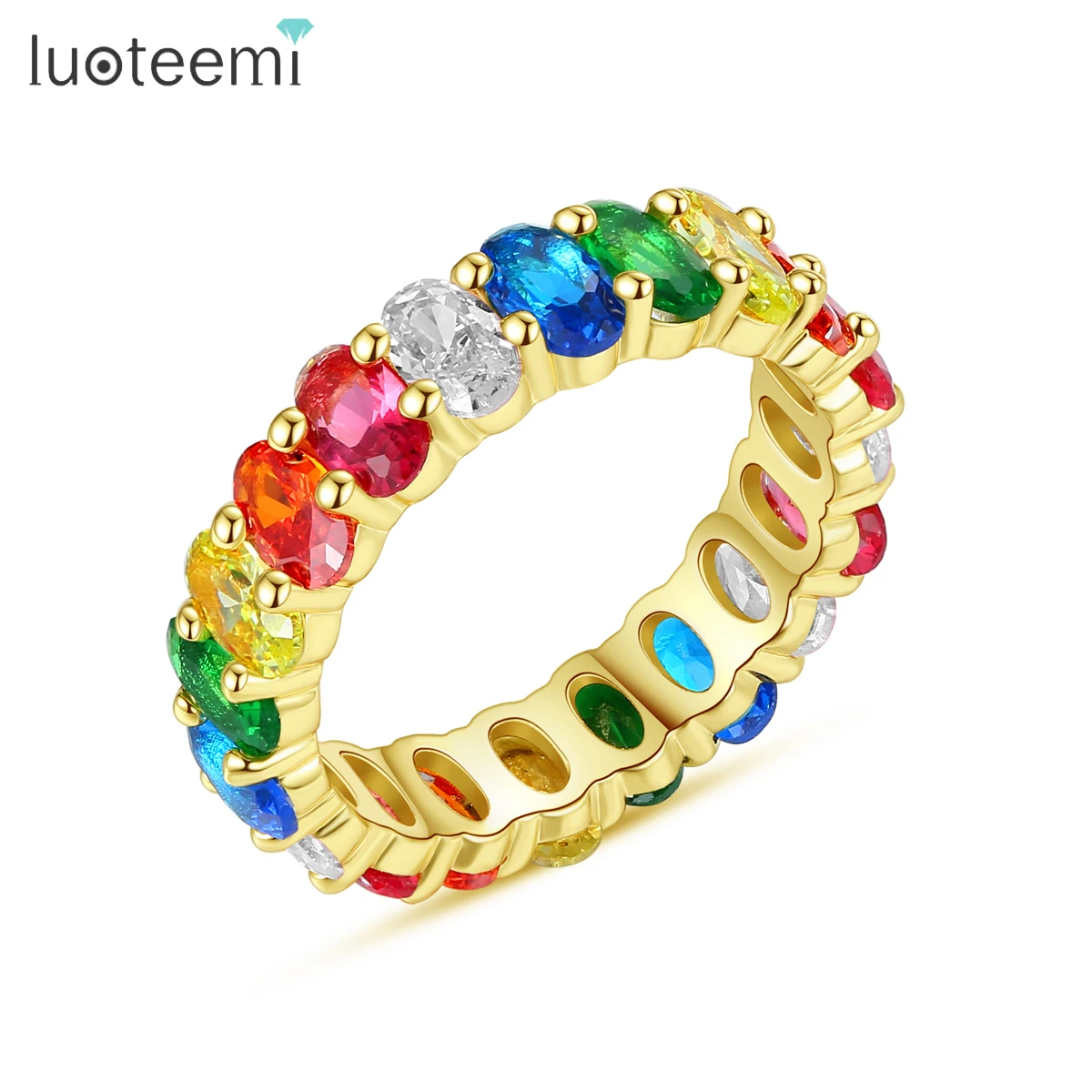LUOTEEMI Fashion Luxury Rainbow Multicolor Charm Baguette Cubic Zirconia Wedding Rings for Women Oval Shape Stone Party Jewelry
LUOTEEMI Fashion Luxury Rainbow Multicolor Charm Baguette Cubic Zirconia Wedding Rings for Women Oval Shape Stone Party Jewelry