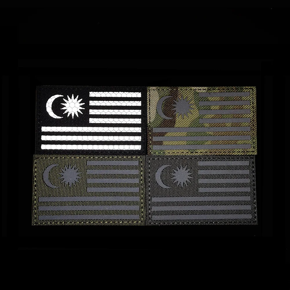 

IR reflection Malaysia flag badge for Backpacks and Clothing Military Armband PVC Tactical patch