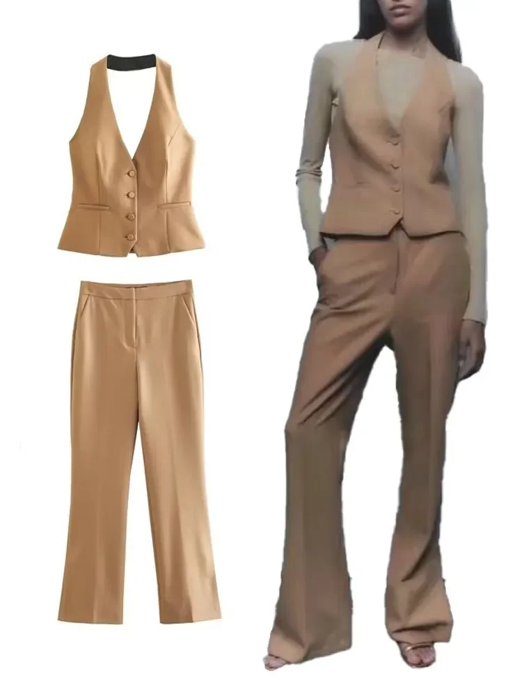 2022 Women's Jackets Halter Vest Single Breasted Pocket Open Back High Street and Slit Pants Slim Fit Pants Blazers 9006421
2022 Women's Jackets Halter Vest Single Breasted Pocket Open Back High Street and Slit Pants Slim Fit Pants Blazers 9006421