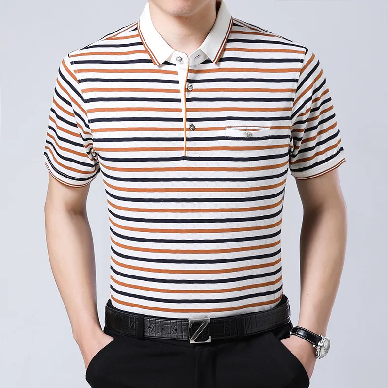 2022 Men's Summer Short Sleeve T-shirt Loose Printed Striped Business Casual Polo Shirt
2022 Men's Summer Short Sleeve T-shirt Loose Printed Striped Business Casual Polo Shirt