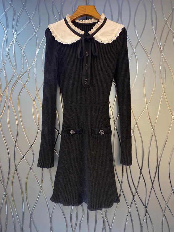 2022 new women fashion color matching lapel tie knotted waist symmetrical pocket long-sleeved knitted dress 0106
2022 new women fashion color matching lapel tie knotted waist symmetrical pocket long-sleeved knitted dress 0106