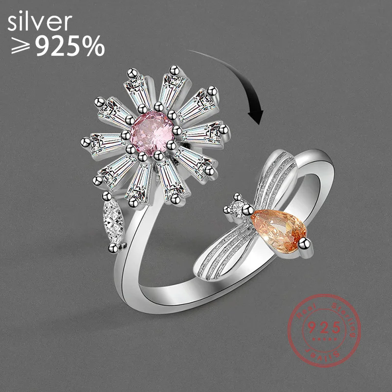 Silver Color Pave Daisy Unzip Rotary Open Ring Fashion Man Woman Bee Jewelry Accessories Birthday Gift
Silver Color Pave Daisy Unzip Rotary Open Ring Fashion Man Woman Bee Jewelry Accessories Birthday Gift