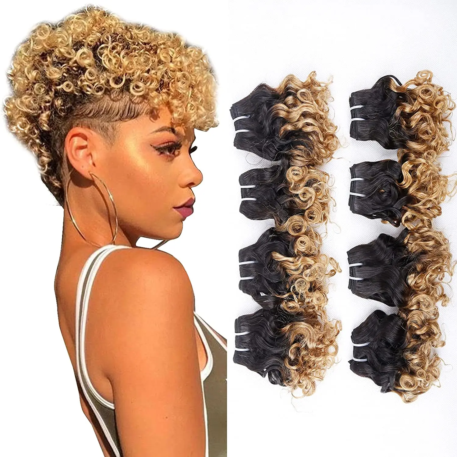 Ombre Hair Bundles Brazilian Short Curly Wavy Human Hair Bundles 25g/pcs Two Tone Ombre Human Hair Weaves 8 Bundles
Ombre Hair Bundles Brazilian Short Curly Wavy Human Hair Bundles 25g/pcs Two Tone Ombre Human Hair Weaves 8 Bundles