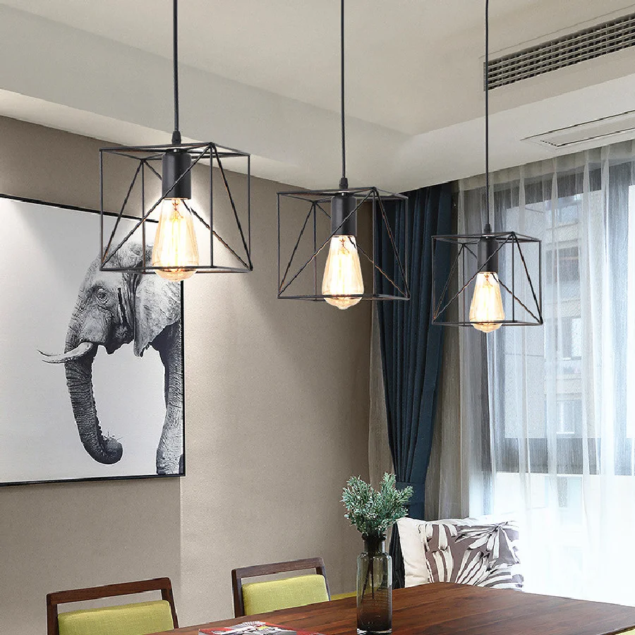 

LED Pendant Light Nordic Retro Originality Hanging Lamp Industrial Wind Loft Restaurant Kitchen Iron Art Lighting Fixtures