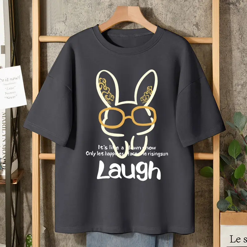 T-shirts Women 100% Cotton Summer Harajuku Clothes Loose Anime Kawaii Spectacle Rabbit Print Short Sleeved T Shirt Female Tops
T-shirts Women 100% Cotton Summer Harajuku Clothes Loose Anime Kawaii Spectacle Rabbit Print Short Sleeved T Shirt Female Tops
