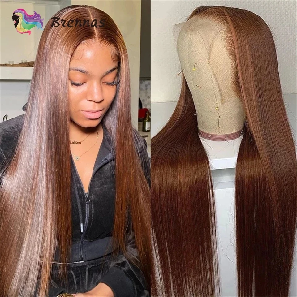 Brown Straight Lace Front Wig Brazilian Human Hair 13x4 Frontal Wig Bleached Knots Long Straight Closure Wig HD Lace For Women
Brown Straight Lace Front Wig Brazilian Human Hair 13x4 Frontal Wig Bleached Knots Long Straight Closure Wig HD Lace For Women
