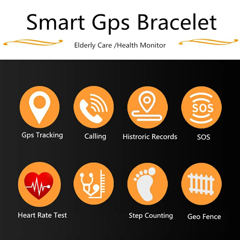 Смарт-браслет для пожилых людей с GPS + WIFI пульсометром дистанционным управлением