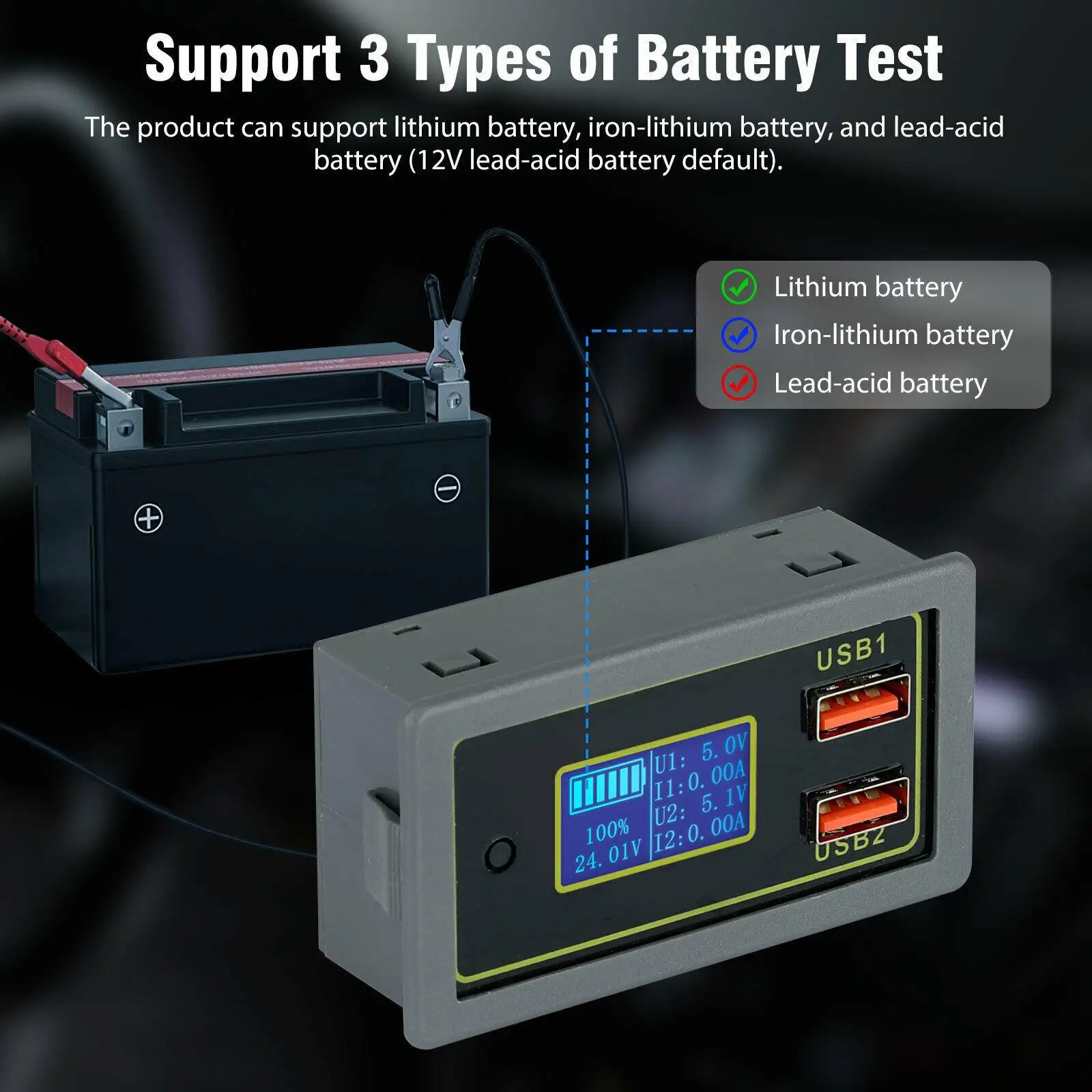 Multifunction Battery Monitor Meter,12V/24V Car Battery LCD Display Digital Current Voltage Meter,Multimeter Ammeter Voltmeter
Multifunction Battery Monitor Meter,12V/24V Car Battery LCD Display Digital Current Voltage Meter,Multimeter Ammeter Voltmeter