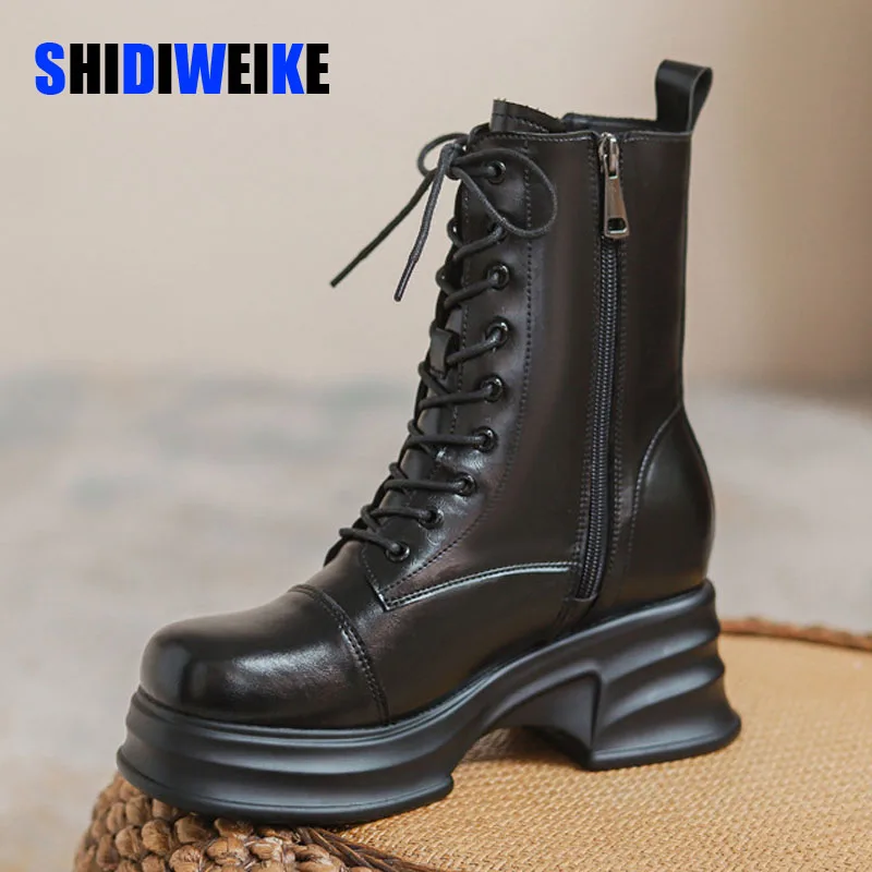 SDWK8CM/женские высокие сапоги; Осенняя обувь; Роскошные сапоги на танкетке и платформе; Повседневная обувь на шнуровке, визуально увеличивающая рост, на молнии; Черная кожаная обувь
SDWK8CM/женские высокие сапоги; Осенняя обувь; Роскошные сапоги на танкетке и платформе; Повседневная обувь на шнуровке, визуально увеличивающая рост, на молнии; Черная кожаная обувь