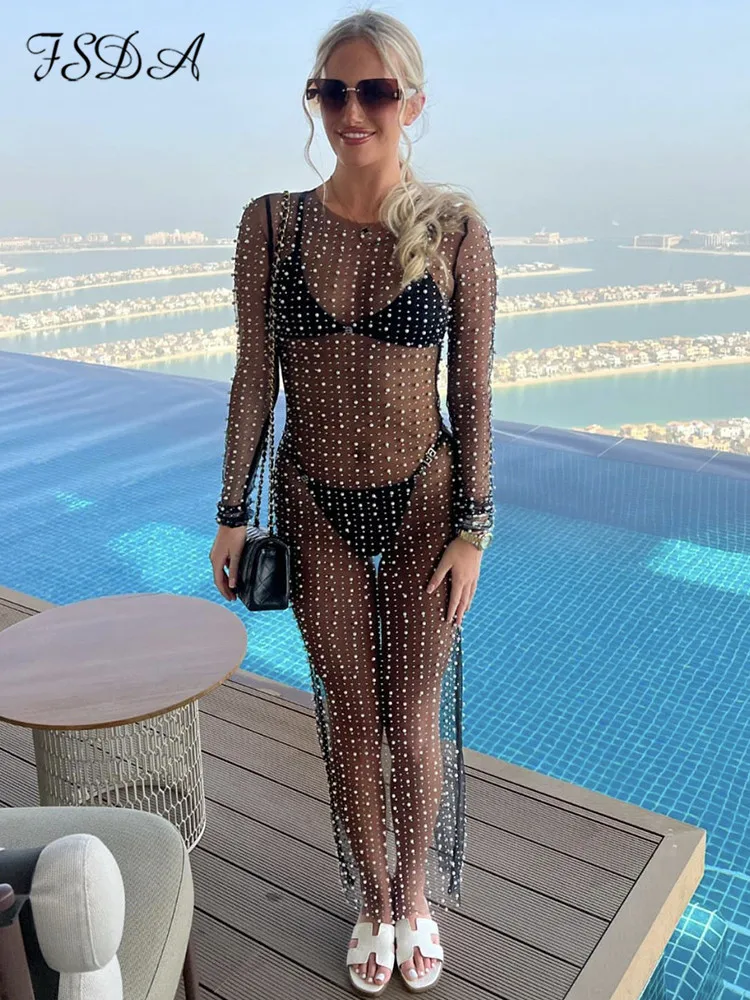 FSDA See Through Mesh Women Dress Bodycon Sexy Black Pearl Summer 2022 Long Sleeve Party Dresses Beach Midi Club
FSDA See Through Mesh Women Dress Bodycon Sexy Black Pearl Summer 2022 Long Sleeve Party Dresses Beach Midi Club